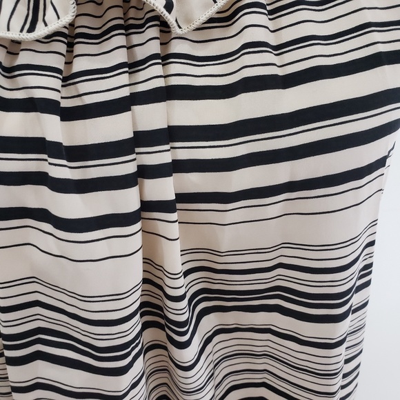 Dina B Beige Black Striped Ruffled Tank Medium - Picture 4 of 10